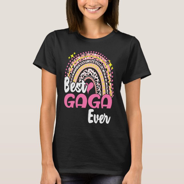 Best Gaga Ever  Pink Leopard Rainbow Mothers Day T-Shirt (Front)
