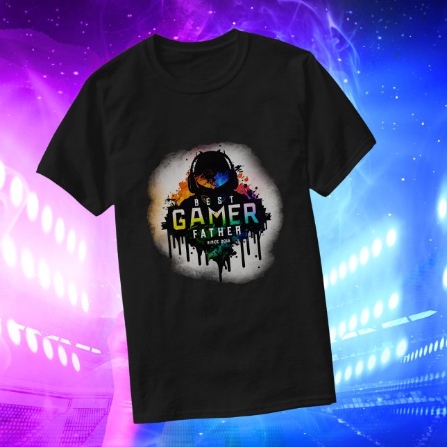 Best Gamer Father Since Custom Text Graffiti  T-Shirt (Creator Uploaded)