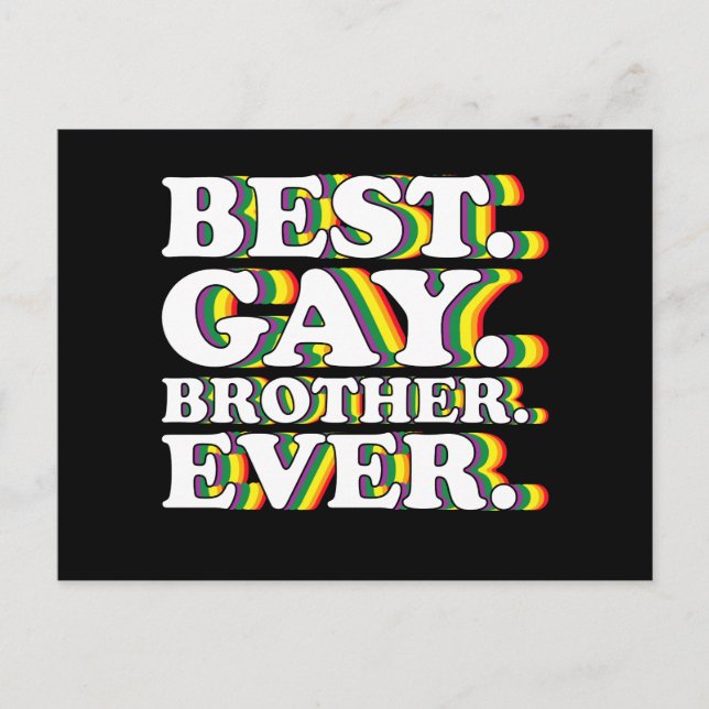 Best Gay Brother Ever Family LGBTQ Pride Rainbow Postcard (Front)