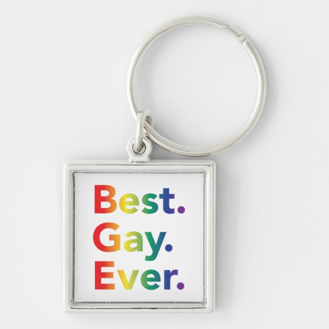 Best Gay Ever LGBT Rainbow Flag Key Ring (Front)