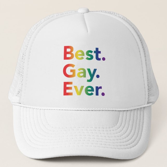 Best Gay Ever LGBT Rainbow Flag Trucker Hat (Front)