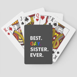 Best Gay Sister Ever Funny LGBT Rainbow Pride Gift Playing Cards