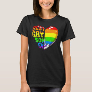 Best Gay Son Ever Rainbow Heart Flag Proud Lgbt Fa T-Shirt