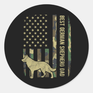 Best German Shepherd Dog Dad Camouflage American F Classic Round Sticker