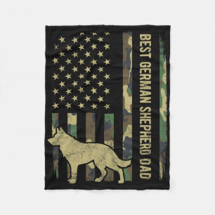 Best German Shepherd Dog Dad Camouflage American F Fleece Blanket