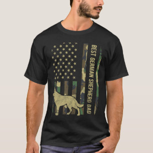 Best German Shepherd Dog Dad Camouflage American F T-Shirt