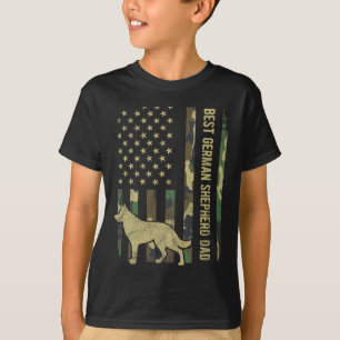 Best German Shepherd Dog Dad Camouflage American F T-Shirt