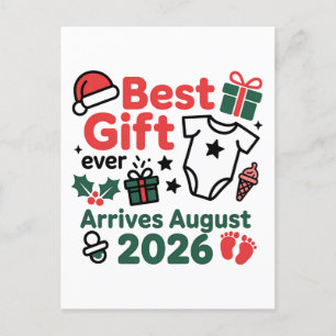 Best Gift Arrives in August 2026 Christmas Couples Invitation Postcard