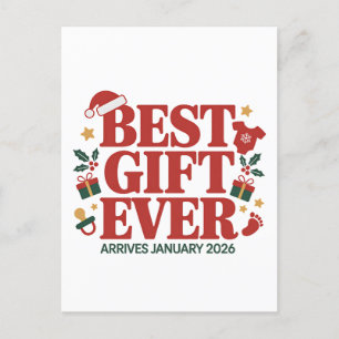 Best Gift Arrives in January 2026 Christmas Couple Holiday Postcard