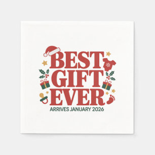 Best Gift Arrives in January 2026 Christmas Couple Napkin