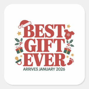 Best Gift Arrives in January 2026 Christmas Couple Square Sticker