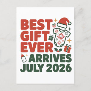 Best Gift Arrives in July 2026 Christmas Couples Announcement Postcard