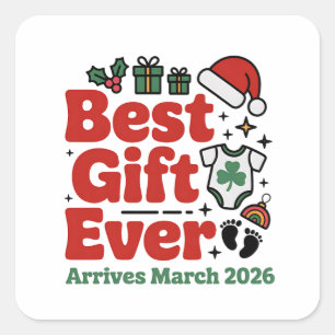 Best Gift Arrives in March 2026 Christmas Couples Square Sticker