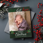 Best Gift Ever Chalkboard Photo Christmas Card<br><div class="desc">This adorable holiday photo card features your photo,  holly leaves and holiday text on chalkboard background. Back of card features snowflakes and red and white confetti. Photography © Storytree Studios,  Stanford,  CA</div>