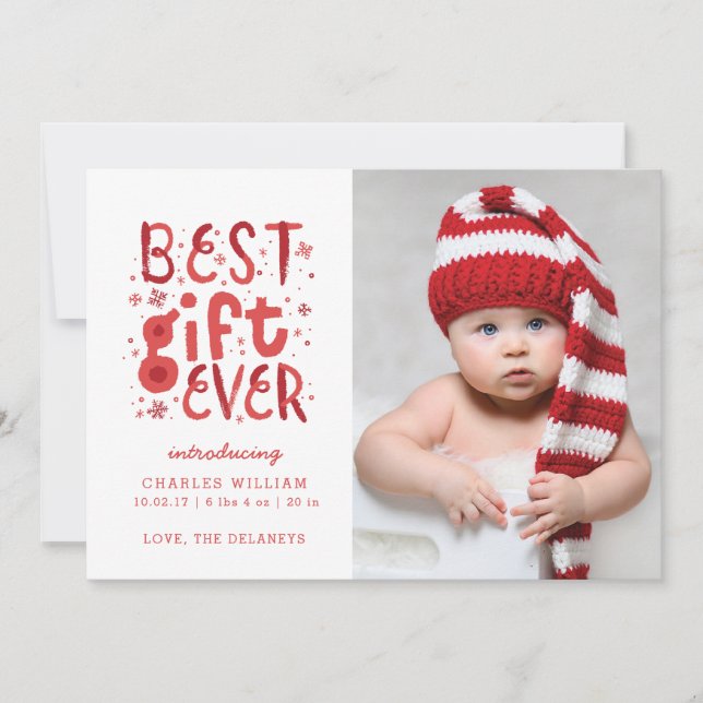 Best Gift Ever Christmas Birth Announcement (Front)
