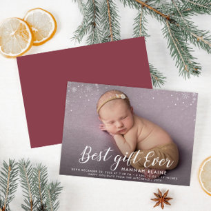 BEST GIFT EVER   christmas birth announcement card