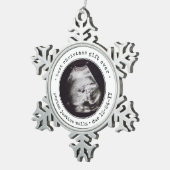 Best Gift Ever Ultrasound Baby Photo Black & White Snowflake Pewter Christmas Ornament (Right)