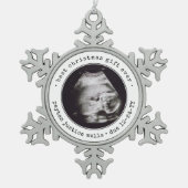 Best Gift Ever Ultrasound Baby Photo Black & White Snowflake Pewter Christmas Ornament (Front)
