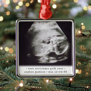Best Gift Ever Ultrasound Baby Photo Simple Square Metal Tree Decoration