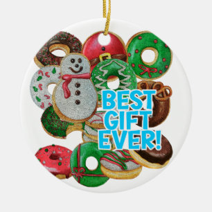Best Gift Ever! Xmas Doughnuts Ceramic Tree Decoration