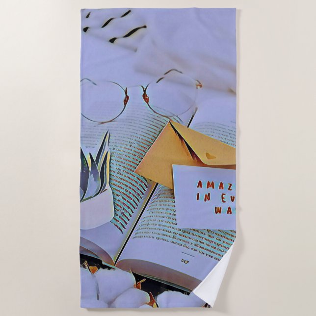 Best gift for book lover beach towel (Front)