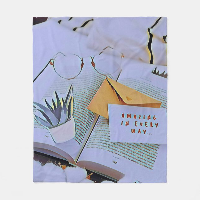 Best gift for book lover fleece blanket (Front)