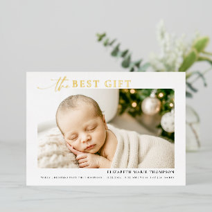 Best Gift Minimalist Calligraphy Christmas Baby Foil Holiday Card