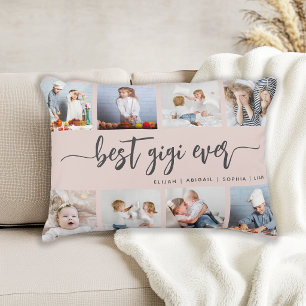 Best Gigi Ever 8 Photo Collage Blush Pink Decorative Cushion