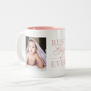Best Gigi Ever Pink Birthday Custom 2 Photo Two-Tone Coffee Mug