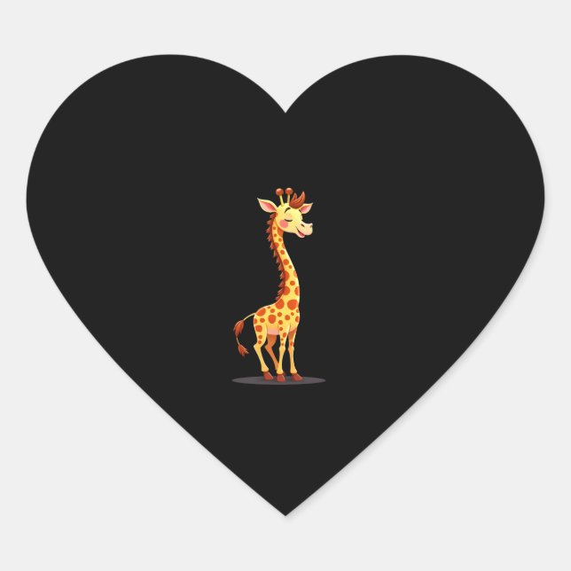 Best Giraffe Art For Men Women Adult Giraffe Print Heart Sticker (Front)