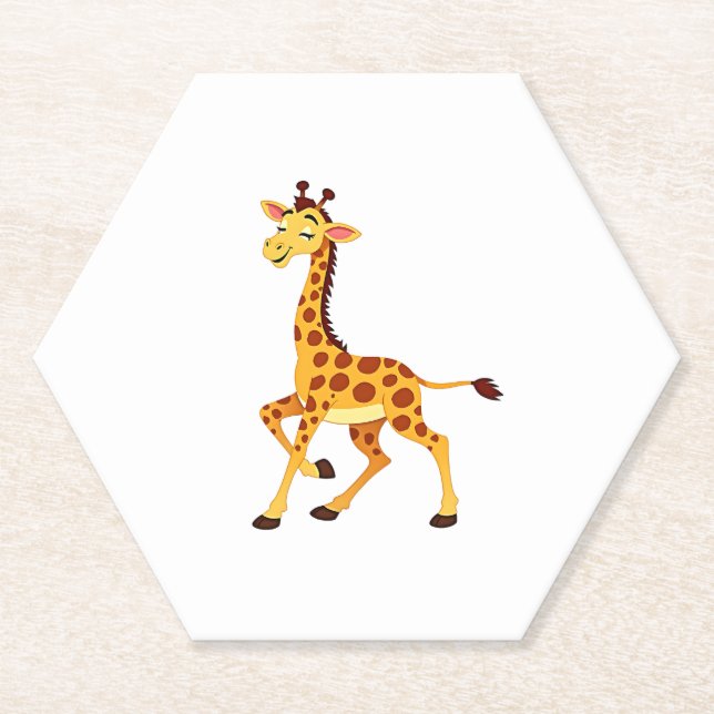 Best Giraffe Art For Men Women Adult Giraffe Print Paper Coaster (Front)