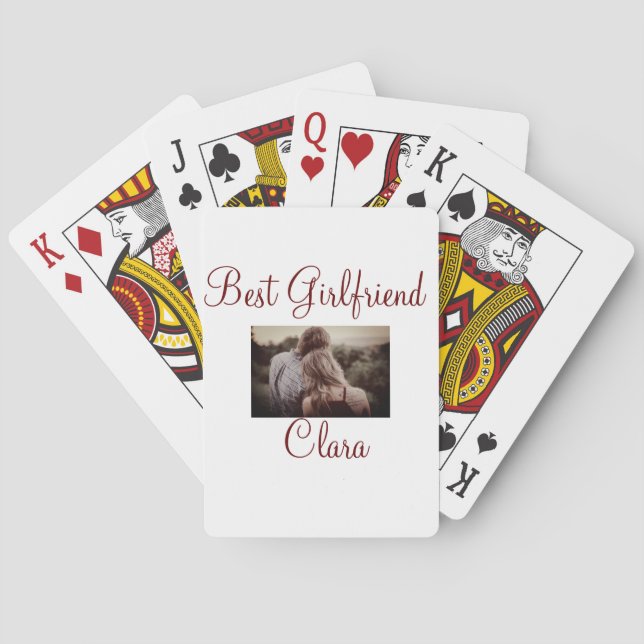 Best Girlfriend add name valentine add couple imag Playing Cards (Back)