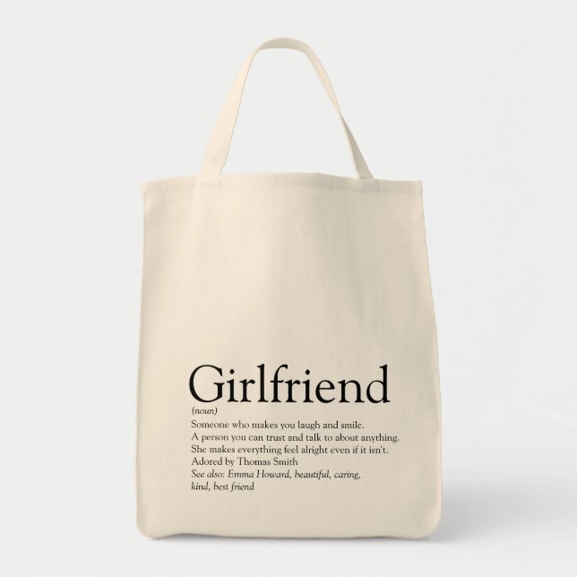 Best Girlfriend Ever Definition Black and White Tote Bag (Front)