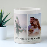 Best Girlfriend Ever | Modern 4 Photo Collage Coffee Mug<br><div class="desc">Modern personalised photo collage mug, featuring 4 pictures of your choice easily uploaded from your phone or computer, the text 'Best Girlfriend Ever' and name/s. All text can be customised and would work great for boyfriend, husband, wife, sister, brother, friend etc. An affordable keepsake gift for birthdays, christmas, valentines day...</div>