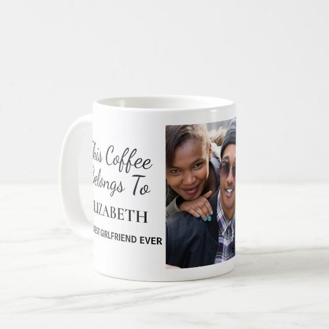 Best Girlfriend Ever Personalised Photo Coffee Mug (Front Left)