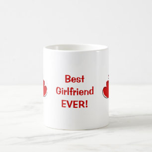 Best Girlfriend Ever! Red Sketchy Hearts Mug