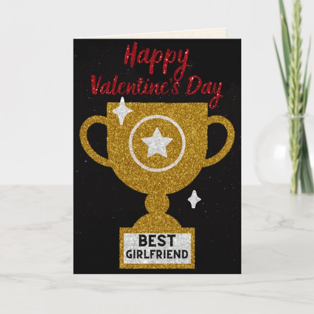 Best Girlfriend Glitter Valentine Card (Front)