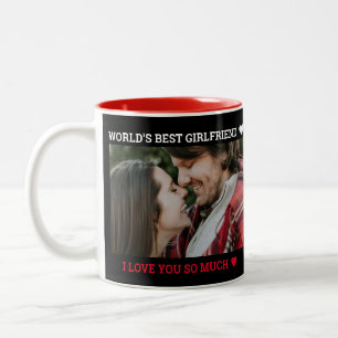 Best Girlfriend Valentine's Day Custom Photo Names Two-Tone Coffee Mug