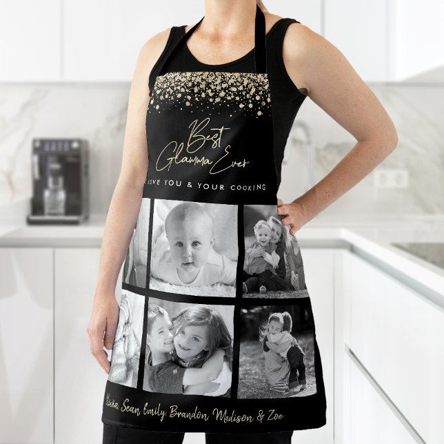 Best Glamma Ever Kitchen Chef Gold 6 Photo Collage Apron (Creator Uploaded)
