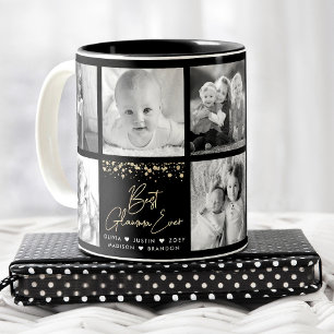 Best Glamma Ever Modern Script 8 Photo Collage Two-Tone Coffee Mug
