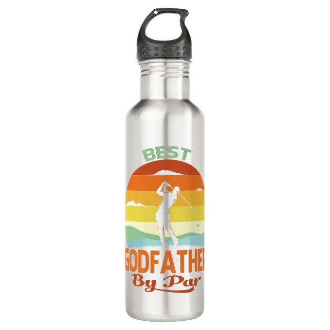 Best Godfather By Par Father's Day Golf Shirt Gift 710 Ml Water Bottle (Front)