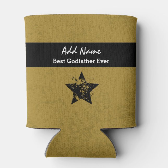 Best Godfather Ever Gold and Black Ribbon A04 Can Cooler (Back)