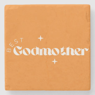 Best Godmother Card (Mustard Background) Stone Coaster
