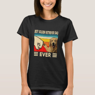 Best Golden Dad Ever Retro Golden Retriever  Dog D T-Shirt