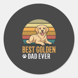Best Golden Retriever Dad Ever Retro Dog Classic Round Sticker