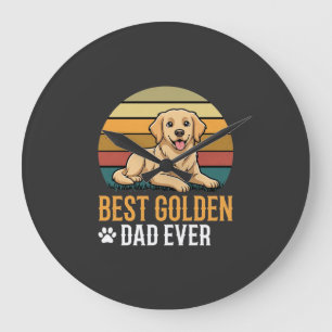 Best Golden Retriever Dad Ever Retro Dog Large Clock