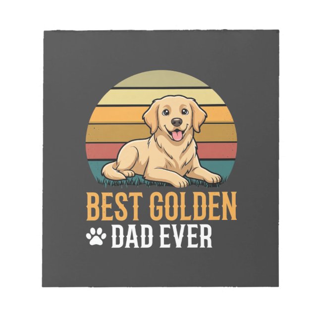Best Golden Retriever Dad Ever Retro Dog Notepad (Front)