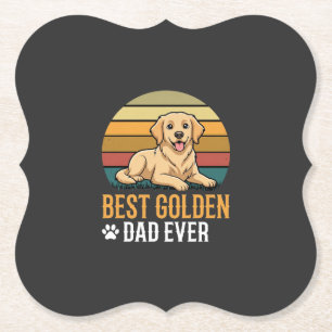 Best Golden Retriever Dad Ever Retro Dog Paper Coaster