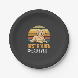 Best Golden Retriever Dad Ever Retro Dog Paper Plate