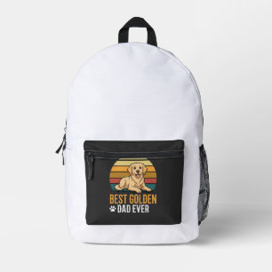 Best Golden Retriever Dad Ever Retro Dog Printed Backpack